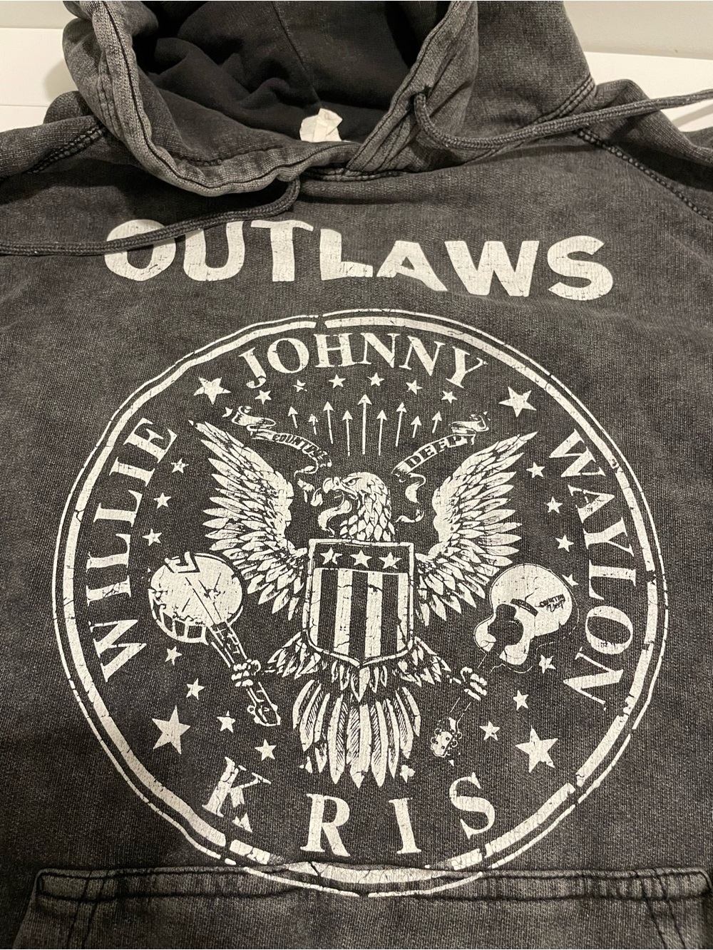Source Unknown Women's size Medium Outlaw Country Music Hoodie Johnny Willie